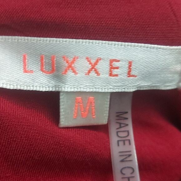 Luxxel Strapped Keyhole Front  Burgundy Wide Leg  Belted  Elastoc Jumpsuit M - Picture 11 of 13